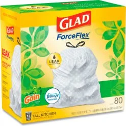 Glad® OdorShield Tall Kitchen Drawstring Bags, 13 Gal, 0.95 mil, Gain Scent, White, 80/Box -Cheap Trash & Recycling Store CLO78900BX 18