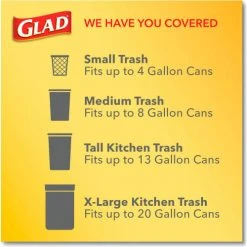 Glad® OdorShield Tall Kitchen Drawstring Bags, 13 Gal, 0.95 mil, Gain Scent, White, 240/Case 29 Glad® OdorShield Tall Kitchen Drawstring Bags, 13 Gal, 0.95 mil, Gain Scent, White, 240/Case -Cheap Trash & Recycling Store CLO78900 15