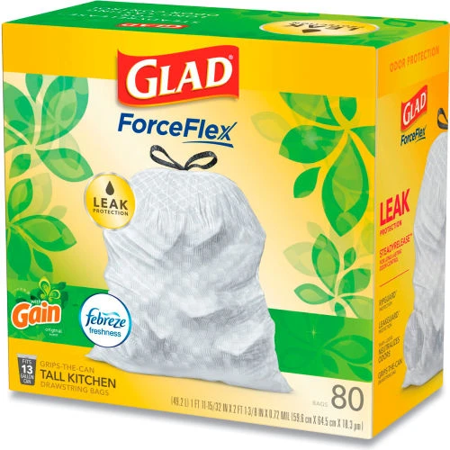 Glad® OdorShield Tall Kitchen Drawstring Bags, 13 Gal, 0.95 mil, Gain Scent, White, 240/Case 15 Glad® OdorShield Tall Kitchen Drawstring Bags, 13 Gal, 0.95 mil, Gain Scent, White, 240/Case - Image 15