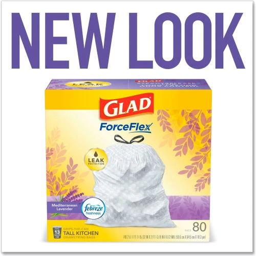 Glad® OdorShield Tall Kitchen Drawstring Bags, 13 Gal, 0.95 mil, Lavendar, White, 80/Box 2 Glad® OdorShield Tall Kitchen Drawstring Bags, 13 Gal, 0.95 mil, Lavendar, White, 80/Box - Image 2