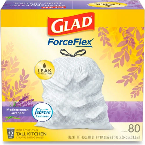 Glad® OdorShield Tall Kitchen Drawstring Bags, 13 Gal, 0.95 mil, Lavendar, White, 80/Box 5 Glad® OdorShield Tall Kitchen Drawstring Bags, 13 Gal, 0.95 mil, Lavendar, White, 80/Box - Image 5
