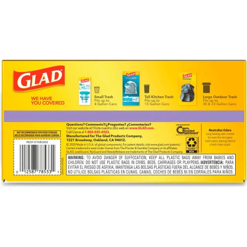 Glad® OdorShield Tall Kitchen Drawstring Bags, 13 Gal, 0.95 mil, Lavendar, White, 80/Box 6 Glad® OdorShield Tall Kitchen Drawstring Bags, 13 Gal, 0.95 mil, Lavendar, White, 80/Box - Image 6