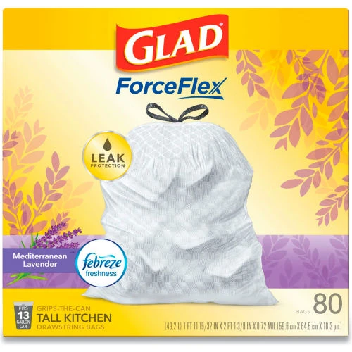 Glad® OdorShield Tall Kitchen Drawstring Bags, 13 Gal, 0.95 mil, Lavendar, White, 80/Box 7 Glad® OdorShield Tall Kitchen Drawstring Bags, 13 Gal, 0.95 mil, Lavendar, White, 80/Box - Image 7