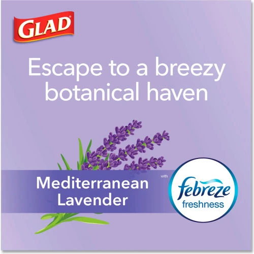 Glad® OdorShield Tall Kitchen Drawstring Bags, 13 Gal, 0.95 mil, Lavendar, White, 240/Case 4 Glad® OdorShield Tall Kitchen Drawstring Bags, 13 Gal, 0.95 mil, Lavendar, White, 240/Case - Image 4