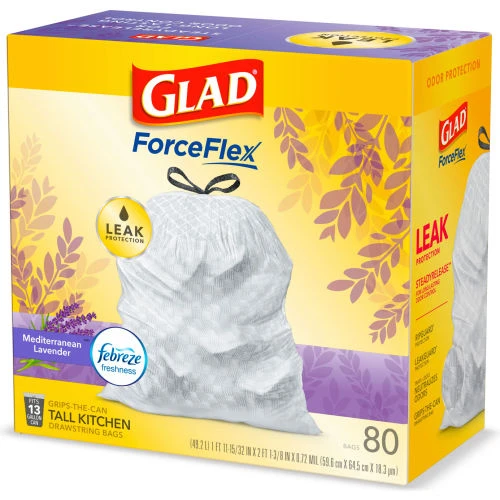 Glad® OdorShield Tall Kitchen Drawstring Bags, 13 Gal, 0.95 mil, Lavendar, White, 240/Case 10 Glad® OdorShield Tall Kitchen Drawstring Bags, 13 Gal, 0.95 mil, Lavendar, White, 240/Case - Image 10