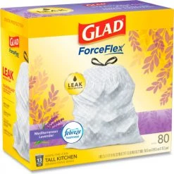Glad® OdorShield Tall Kitchen Drawstring Bags, 13 Gal, 0.95 mil, Lavendar, White, 240/Case 30 Glad® OdorShield Tall Kitchen Drawstring Bags, 13 Gal, 0.95 mil, Lavendar, White, 240/Case -Cheap Trash & Recycling Store CLO78902 11