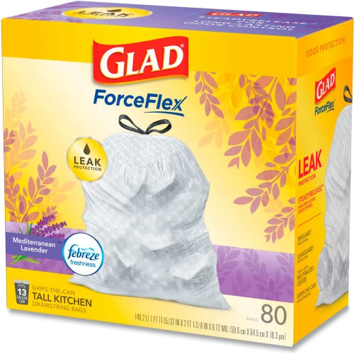 Glad® OdorShield Tall Kitchen Drawstring Bags, 13 Gal, 0.95 mil, Lavendar, White, 240/Case 12 Glad® OdorShield Tall Kitchen Drawstring Bags, 13 Gal, 0.95 mil, Lavendar, White, 240/Case - Image 12