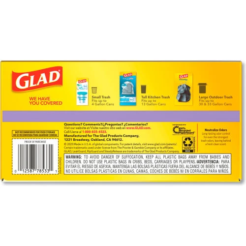 Glad® OdorShield Tall Kitchen Drawstring Bags, 13 Gal, 0.95 mil, Lavendar, White, 240/Case 13 Glad® OdorShield Tall Kitchen Drawstring Bags, 13 Gal, 0.95 mil, Lavendar, White, 240/Case - Image 13