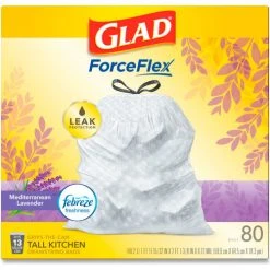 Glad® OdorShield Tall Kitchen Drawstring Bags, 13 Gal, 0.95 mil, Lavendar, White, 240/Case 33 Glad® OdorShield Tall Kitchen Drawstring Bags, 13 Gal, 0.95 mil, Lavendar, White, 240/Case -Cheap Trash & Recycling Store CLO78902 16