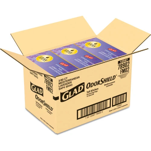 Glad® OdorShield Tall Kitchen Drawstring Bags, 13 Gal, 0.95 mil, Lavendar, White, 240/Case 19 Glad® OdorShield Tall Kitchen Drawstring Bags, 13 Gal, 0.95 mil, Lavendar, White, 240/Case - Image 19