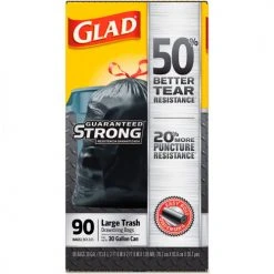 Glad® Drawstring Large Trash Bags, 30 Gal, 1.05 mil, 30" x 33", Black, 90/Case -Cheap Trash & Recycling Store CLO78952 07
