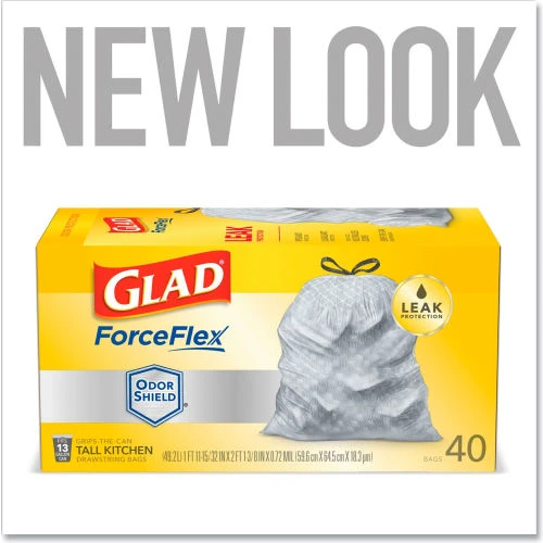 Glad® Tall Kitchen Drawstring Trash Bags, 13 Gal, 0.72 mil, 23.75" x 24.88", White, 240/Case 3 Glad® Tall Kitchen Drawstring Trash Bags, 13 Gal, 0.72 mil, 23.75" x 24.88", White, 240/Case - Image 3