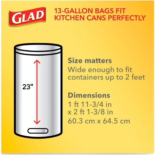 Glad® Tall Kitchen Drawstring Trash Bags, 13 Gal, 0.72 mil, 23.75" x 24.88", White, 240/Case 6 Glad® Tall Kitchen Drawstring Trash Bags, 13 Gal, 0.72 mil, 23.75" x 24.88", White, 240/Case - Image 6