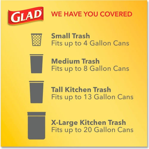 Glad® Tall Kitchen Drawstring Trash Bags, 13 Gal, 0.72 mil, 23.75" x 24.88", White, 240/Case 8 Glad® Tall Kitchen Drawstring Trash Bags, 13 Gal, 0.72 mil, 23.75" x 24.88", White, 240/Case - Image 8
