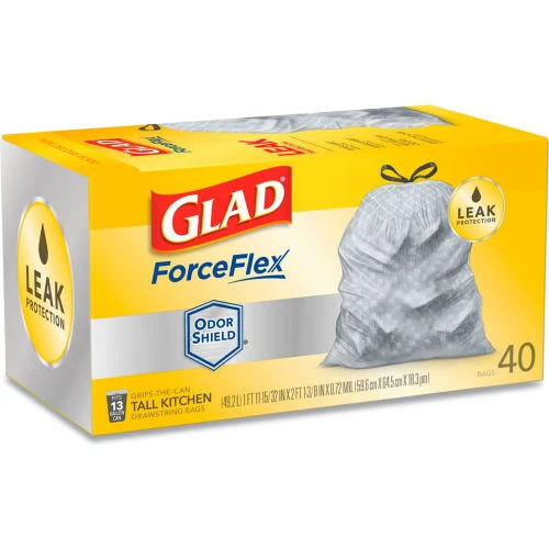 Glad® Tall Kitchen Drawstring Trash Bags, 13 Gal, 0.72 mil, 23.75" x 24.88", White, 240/Case 11 Glad® Tall Kitchen Drawstring Trash Bags, 13 Gal, 0.72 mil, 23.75" x 24.88", White, 240/Case - Image 11