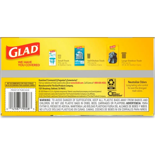 Glad® Tall Kitchen Drawstring Trash Bags, 13 Gal, 0.72 mil, 23.75" x 24.88", White, 240/Case 15 Glad® Tall Kitchen Drawstring Trash Bags, 13 Gal, 0.72 mil, 23.75" x 24.88", White, 240/Case - Image 15