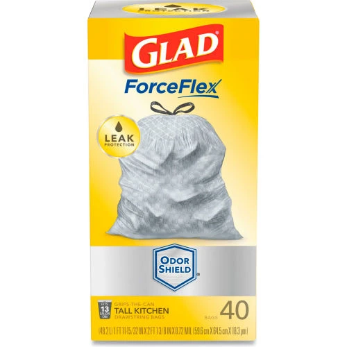 Glad® Tall Kitchen Drawstring Trash Bags, 13 Gal, 0.72 mil, 23.75" x 24.88", White, 240/Case 17 Glad® Tall Kitchen Drawstring Trash Bags, 13 Gal, 0.72 mil, 23.75" x 24.88", White, 240/Case - Image 17