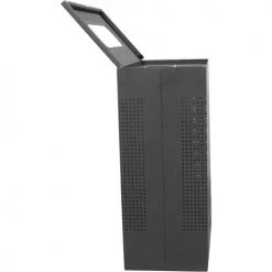 Witt Industries Witt Celestial Series Steel Rectangular Trash Can, 40 Gallon, Black -Cheap Trash & Recycling Store CLRC40 BK side view lid open