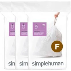 simplehuman® Code F Custom Fit Trash Bag Liners - 6.5 Gallon, 60 Bags/Pack - CW0256