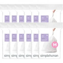 simplehuman® Trash Can Liner Code M - 12 Gallon, 21.5 X 30.7, 1.18 Mil, White, Pack of 240