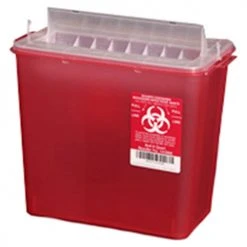 Plasti-Products 145008 8-Quart Sharps Container, Horizontal Entry, Red, Case of 20