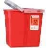 Covidien 2-Gallon Biohazard Sharps Container with Hinged Lid, 10-1/2"W x 7-1/4"D x 10"H, Red