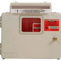 Covidien SharpStar Wall Mount In-Room Sharps Cabinet with 5-Quart Sharps Container, Beige