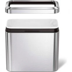 Simplehuman® Steel Slim Open Top Trash Can, 6.6 Gallon, Brushed Stainless -Cheap Trash & Recycling Store CW1490 ANG3