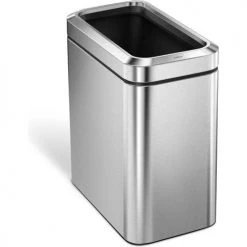 Simplehuman® Steel Slim Open Top Trash Can, 6.6 Gallon, Brushed Stainless