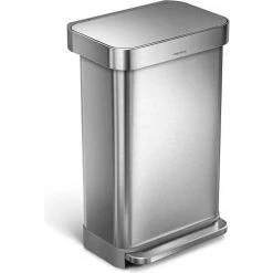 simplehuman® Rectangular Step Can - 12 Gallon Brushed Stainless Steel - CW2024