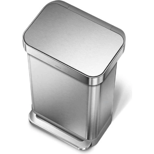 simplehuman® Rectangular Step Can - 12 Gallon Brushed Stainless Steel - CW2024 4 simplehuman® Rectangular Step Can - 12 Gallon Brushed Stainless Steel - CW2024 - Image 4
