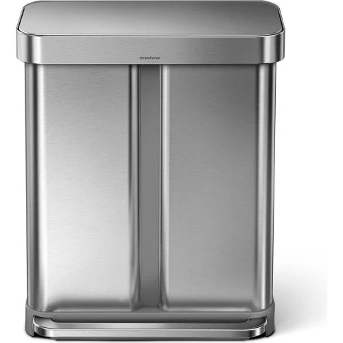 simplehuman® Dual Compartment Trash Can - 15.3 Gallon Brushed Stainless Steel - CW2025 2 simplehuman® Dual Compartment Trash Can - 15.3 Gallon Brushed Stainless Steel - CW2025 - Image 2