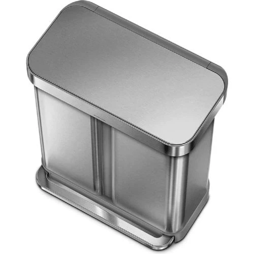 simplehuman® Dual Compartment Trash Can - 15.3 Gallon Brushed Stainless Steel - CW2025 4 simplehuman® Dual Compartment Trash Can - 15.3 Gallon Brushed Stainless Steel - CW2025 - Image 4