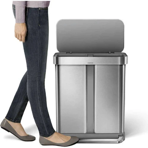 simplehuman® Dual Compartment Trash Can - 15.3 Gallon Brushed Stainless Steel - CW2025 5 simplehuman® Dual Compartment Trash Can - 15.3 Gallon Brushed Stainless Steel - CW2025 - Image 5