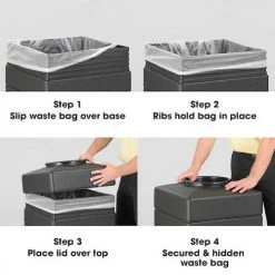 Safco® Canmeleon™ Indoor/Outdoor, 30 Gallon Pentagon Black, 9485BL -Cheap Trash & Recycling Store CanmeleonBagInstallation AngleImageFull 1