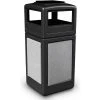 Commercial Zone PolyTec™ Square Waste Container w/Ashtray Lid, Black w/Ashtone Stone Panels, 42-Gallon