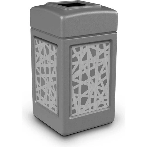 Commercial Zone PolyTec Square Waste Container, Gray w/Intermingle Stainless Steel Panels, 42-Gallon 1 Commercial Zone PolyTec Square Waste Container, Gray w/Intermingle Stainless Steel Panels, 42-Gallon