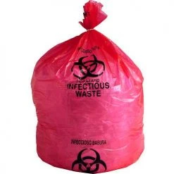 High Density Red Infectious Waste Liner, 17 Microns, 31" x 43", Pkg Qty 250