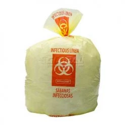 High Density Yellow Infectious Linen Liner, 14 Microns, 31" x 43", Pkg Qty 250