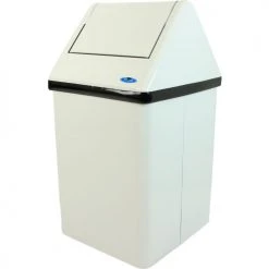 Frost Steel Square Swing Top Trash Can, 14 Gallon, White -Cheap Trash & Recycling Store FPL 302NL