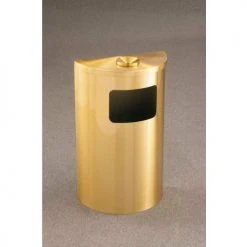 Glaro 6 Gallon Half Round Ash/Urn Side Opening Waste Receptacle, Satin Black - 1894-BK-BK