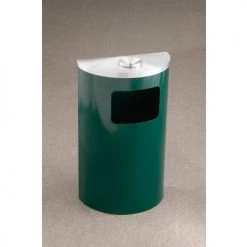 Glaro 6 Gal Half Round Ash/Urn Side Opening Waste Receptacle, Satin Black/Satin Aluminum -1894-BK-SA