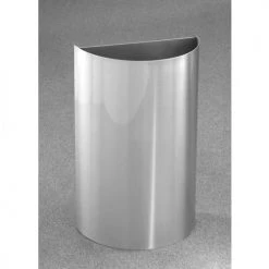 Glaro Steel Half Round Open Top Trash Can, 16 Gallon, Satin Aluminum