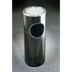 Glaro 3 Gallon Ash/Trash Receptacle w/Sand Cover, Satin Black/Satin Aluminum Lid - 192-BK-SA