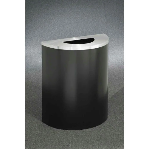Glaro Steel Half Round Trash Can, 29 Gallon, Satin Black/Satin Aluminum Lid 1 Glaro Steel Half Round Trash Can, 29 Gallon, Satin Black/Satin Aluminum Lid