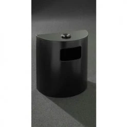Glaro 24 Gallon Half Round Ash/Urn Side Opening Waste Receptacle, Satin Black - 2494-BK-BK