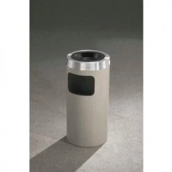 Glaro 10 Gallon Ash/Trash Receptacle w/Sand Cover, Satin Black/Satin Aluminum Lid - C1531-BK-SA