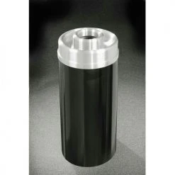 Glaro 33 Gallon Ash/Trash Receptacle w/Donut Top, Satin Black/Satin Aluminum Lid - D2035-BK-SA