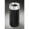 Glaro Steel Round Trash Can W/Funnel Top, 12 Gallon, Satin Black/Aluminum Lid