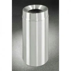 Glaro Steel Round Trash Can W/Funnel Top, 12 Gallon, Satin Aluminum